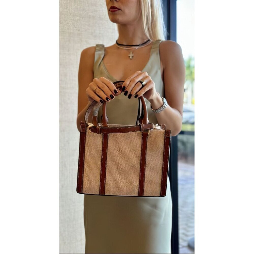 Tory Burch Blake Canvas Small Tote Brown - Picture 11 of 12